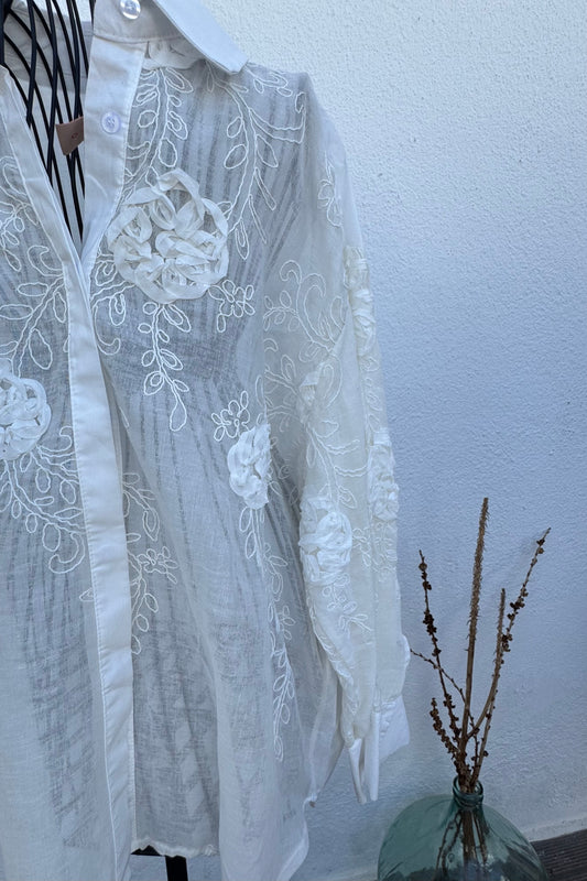 Camisa Branca Bordada