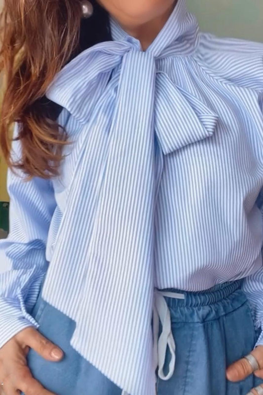 Camisa risca c/ laço