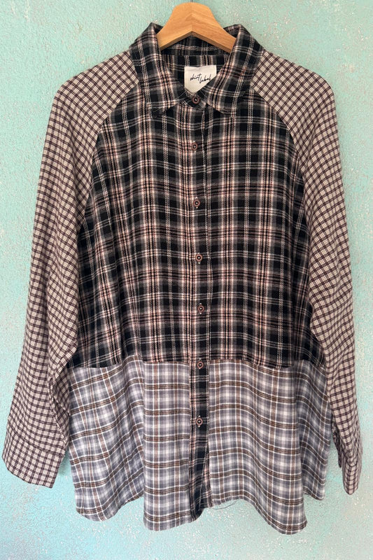 Camisa de xadrez Patchwork